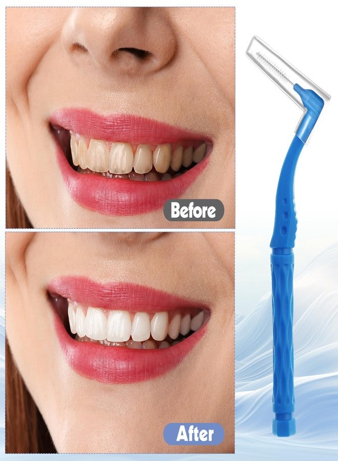 lanjue 50pcs Interdental Brushes, Blue Soft Dental Brushes with Non-Slip Handle Angled Head Tooth Picks Floss Sticks Dental Floss Brushes for Braces Oral Cleaning Narrow Gaps Between Teeth - Image 5